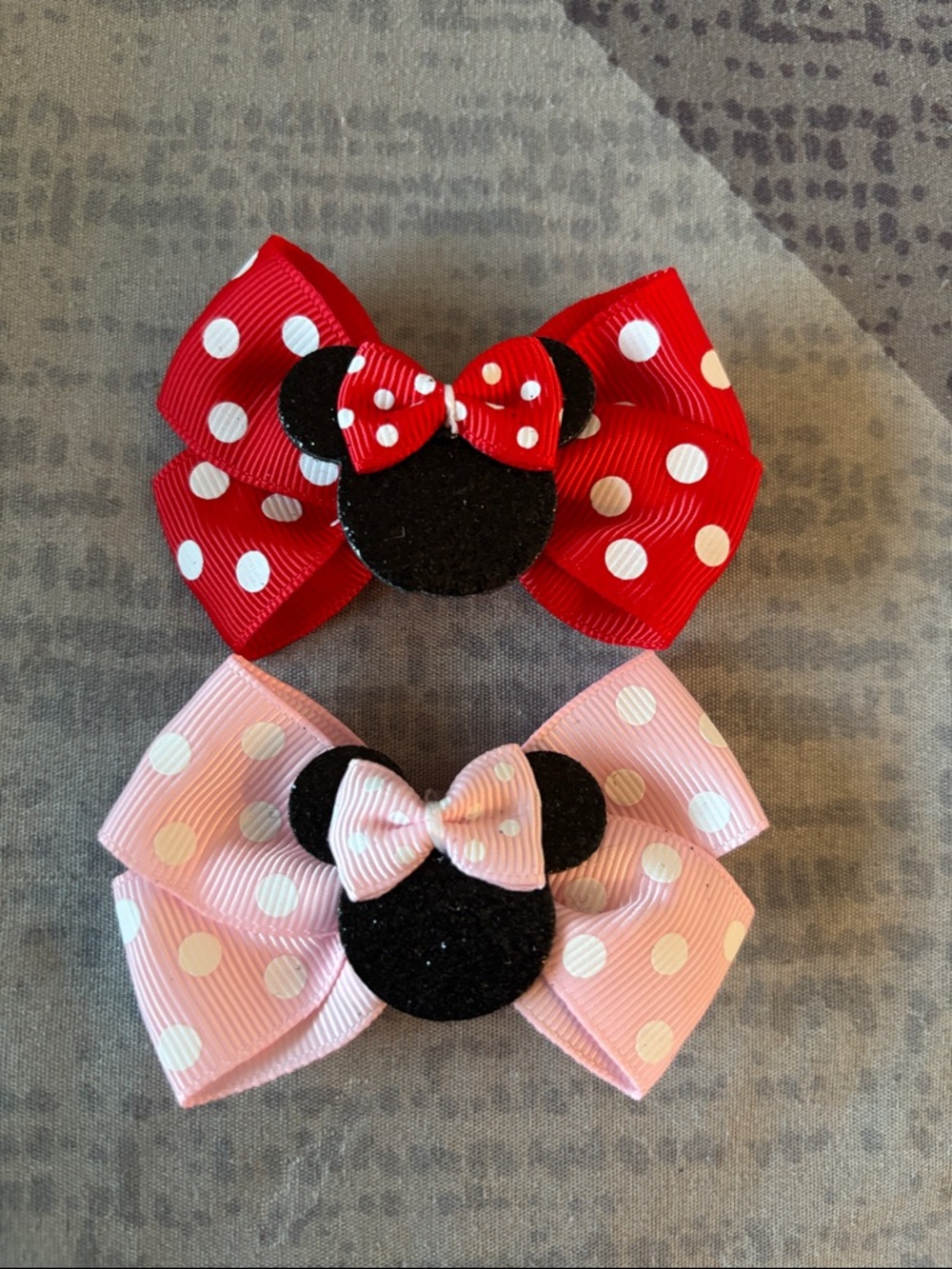 Polka Dot Minnie-Inspired Hair Bows - Red & Pink